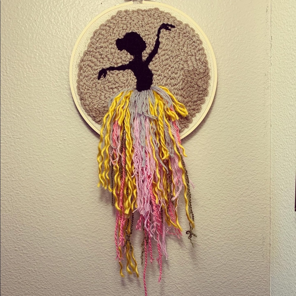 Ballerina punch needle wall art/hair bow holder!! - Picture 10 of 11